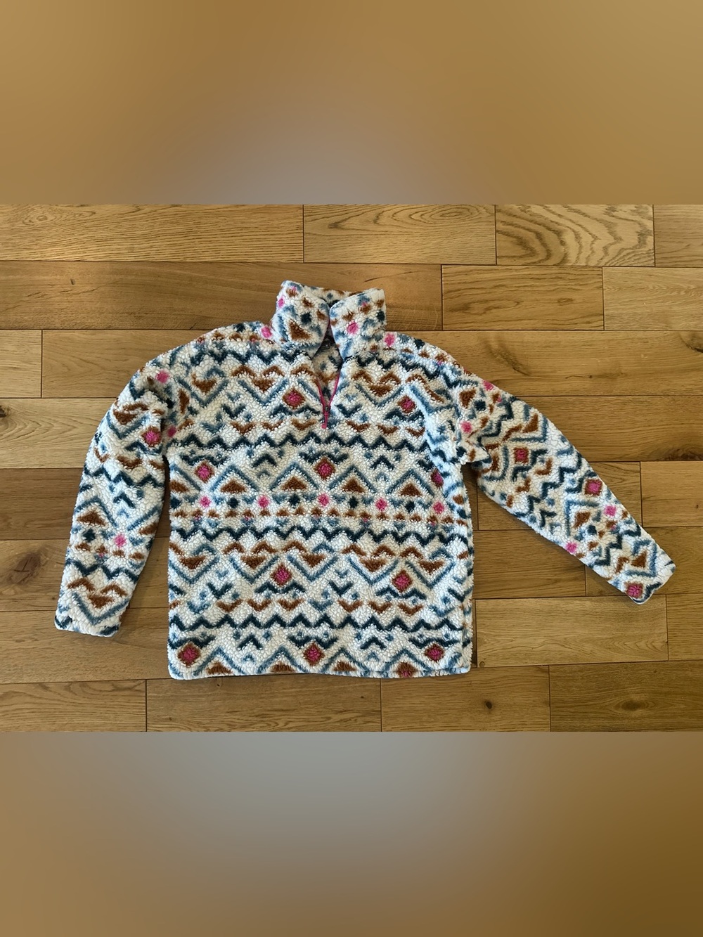 Eddie Bauer geometric print quarter zip fleece pullover